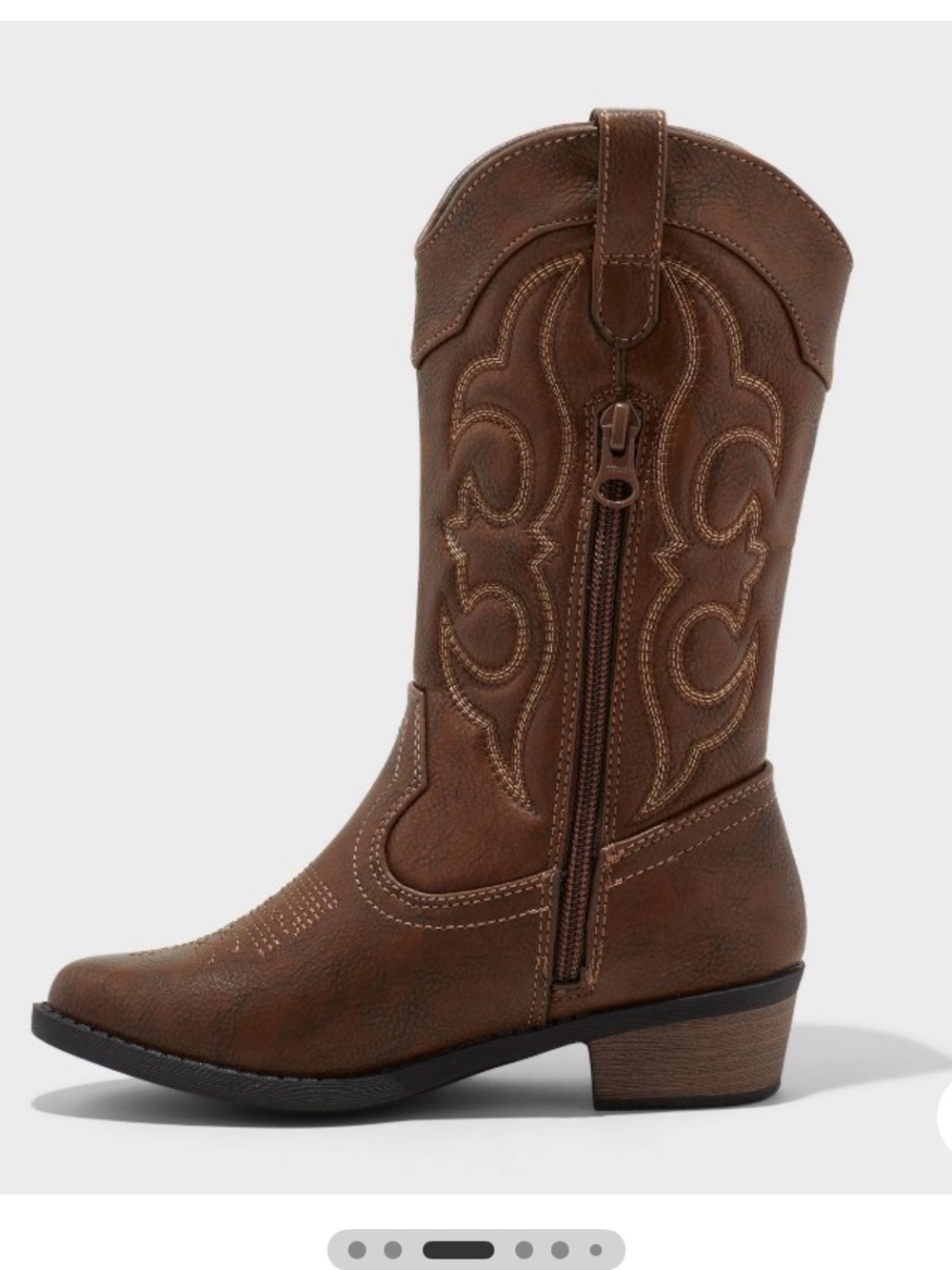 Cat & Jack Brown Kids Western Zip-Front Cowboy Boots